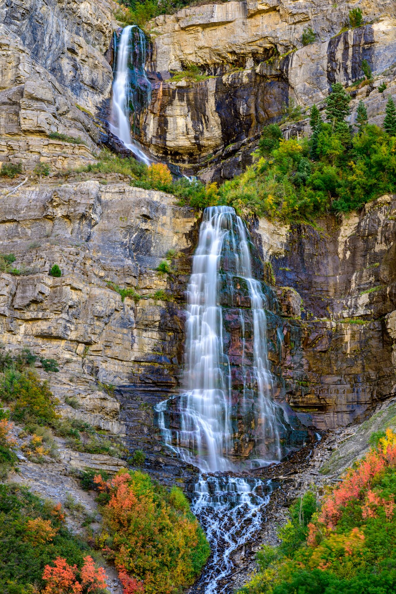 Bridal Veil Falls Early Fall at Bridal Veil Falls, Utah's tallest waterfall at 607 feet.