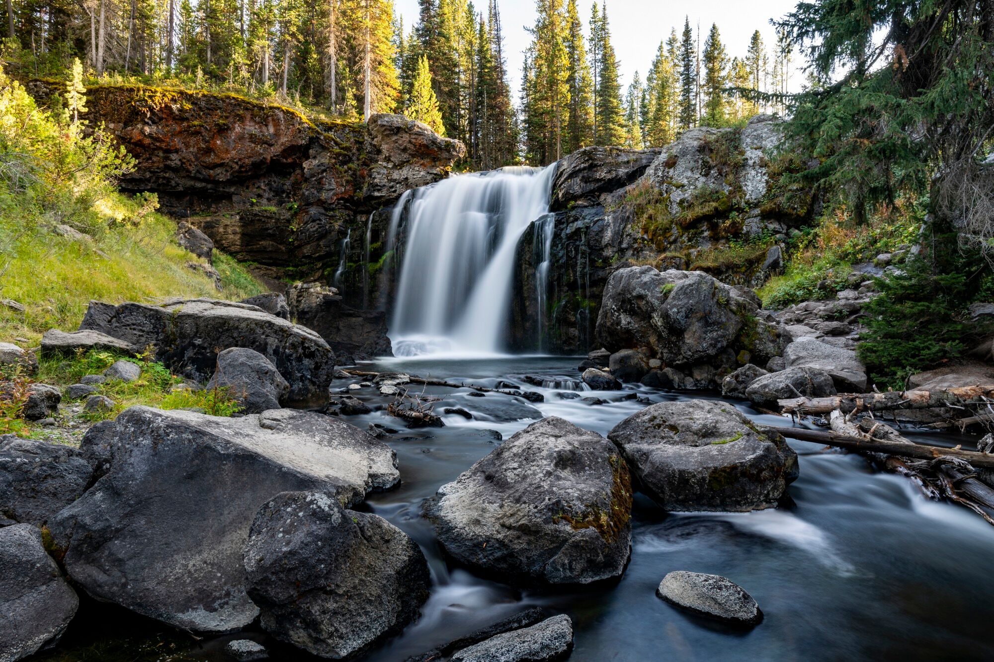 After a long day at Yellowstone, I ended my trip with a stop at Moose Falls, just inside the south end of the park, where I took...